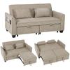 4 In 1 2 Seater Convertible Sofa 167cm Chenille Corner Sofa Bed Adjustable Backrest Wide Seat Brown