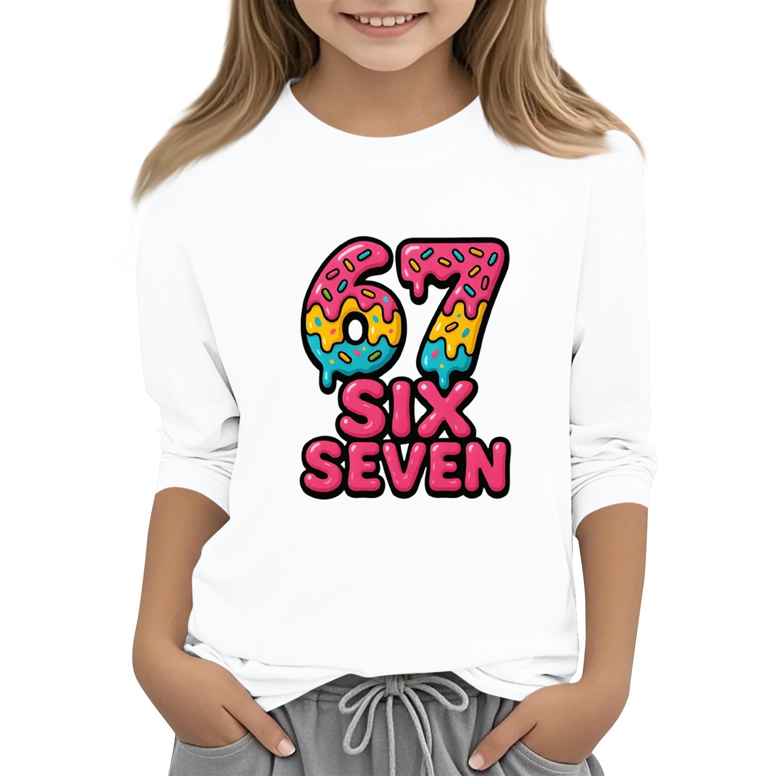

Children s Fashion Three-Quarter Sleeve Round Neck Printed Casual T-Shirt Top 160 белый