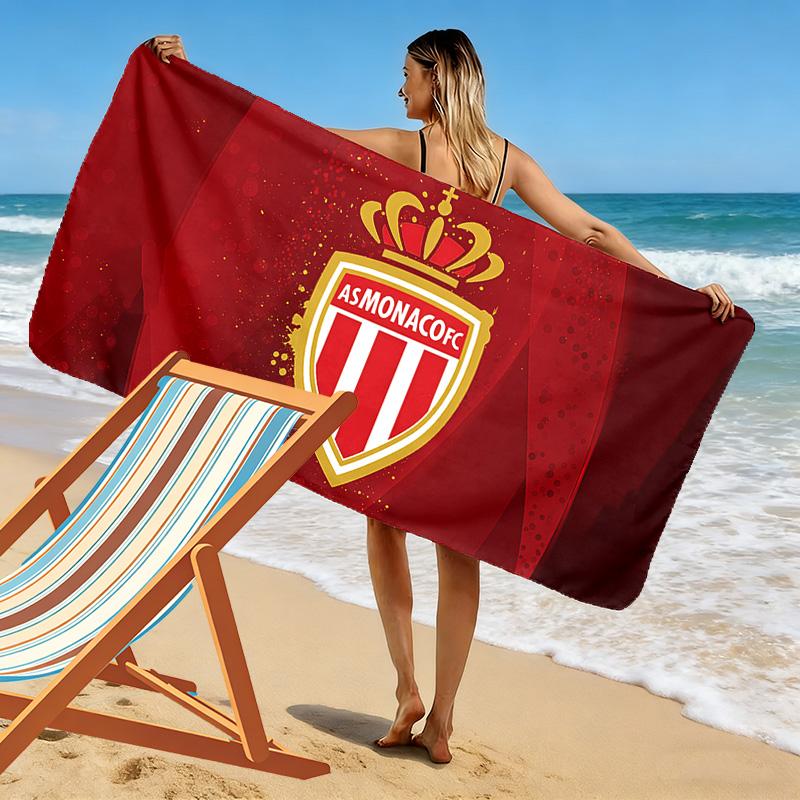 Asciugamano da Spiaggia con Stampa AS Monaco, Asciugamano Grande Morbido ad Asciugatura Rapida per Spiaggia Campeggio Nuoto