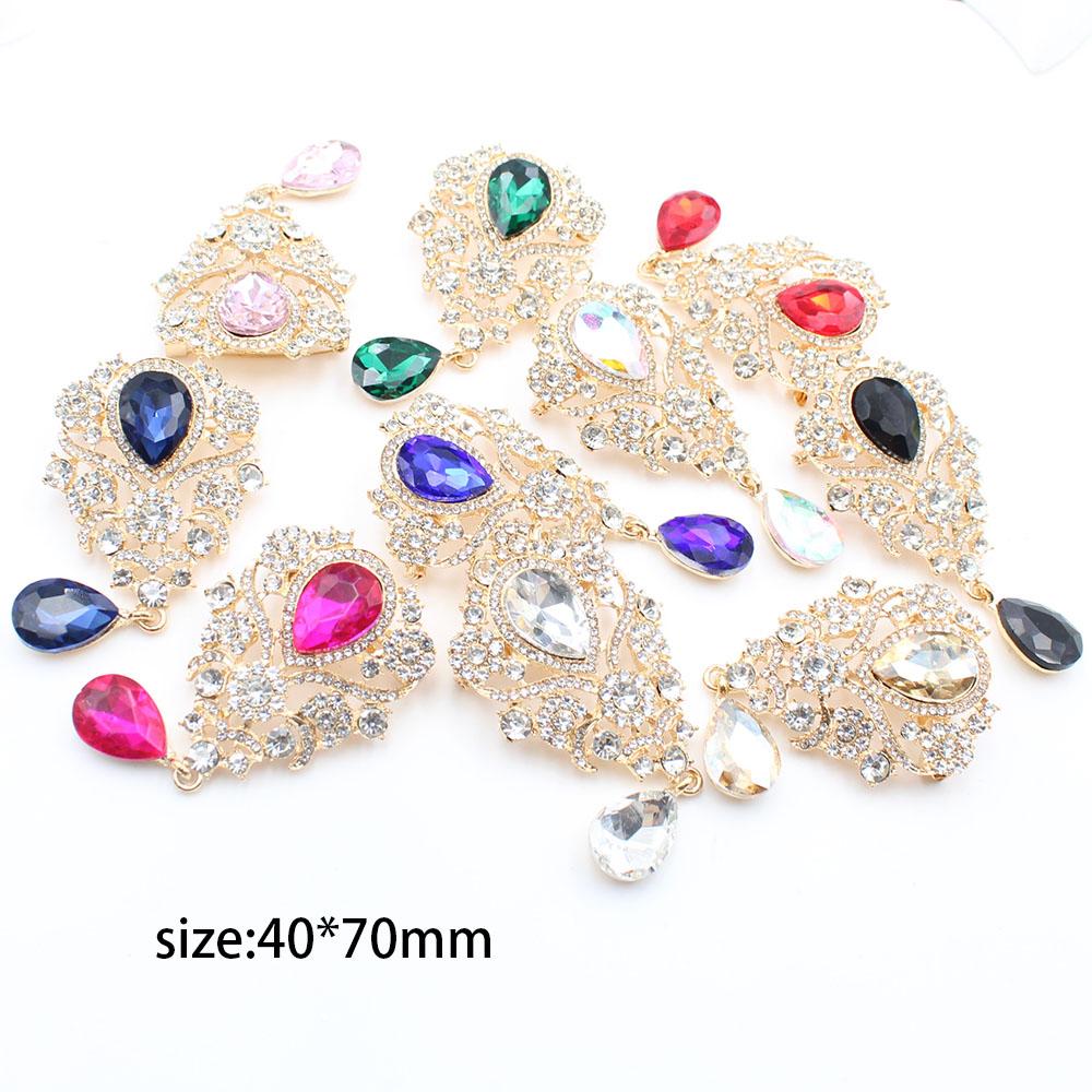 European and American Style 1 Piece 40 * 70MM High-end Diamond Studded Water Droplet Glass Brooch DIY Suit Dress Collar Decorati