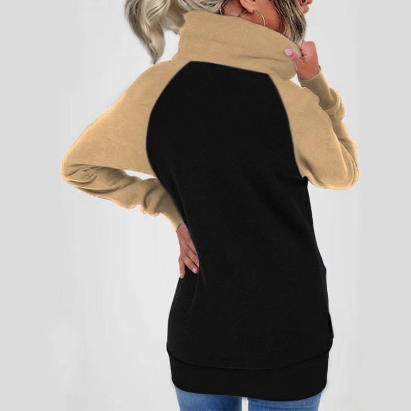Women S Color Block Zip Up Hooded Sweatshirt Thick Fleece Plus Size Autumn Winter