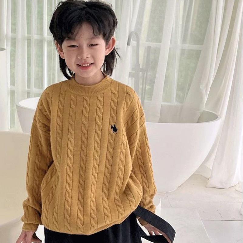 In-Stock Cable Knit Sweater for Boys and Girls: Anti-Pilling, Round Neck, Perfect for Autumn and Winter