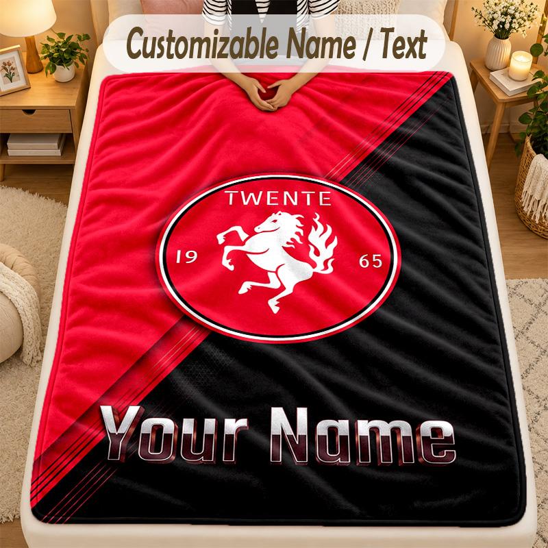 Flannel BlanketFC Twente Custom Name Text Personalized Soft Warm Throw Blanket Home Decor Gift
