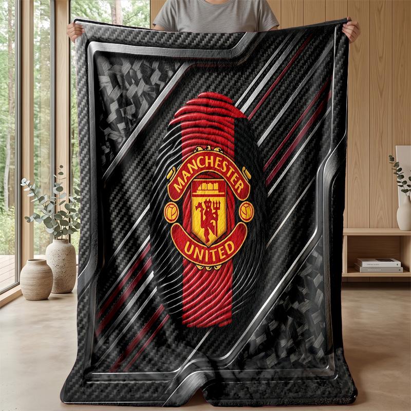 Manchester United Theme Blanket Soft Flannel Blanket Plush Throw Blanket Cozy Sofa Bed Blanket for Home Decor