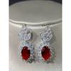 European and American High End Luxury Simulation Ruby Necklace Earrings Ring Women Colored Gems Zircon Bridal Banquet Formal Dress Set