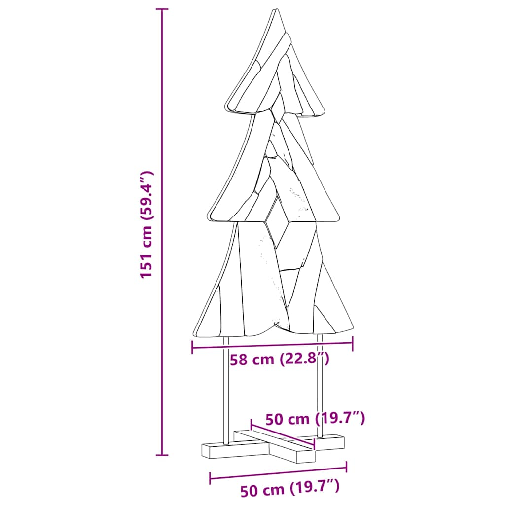 Christmas Tree with Stand Brown 151 cm Solid Teak Wood