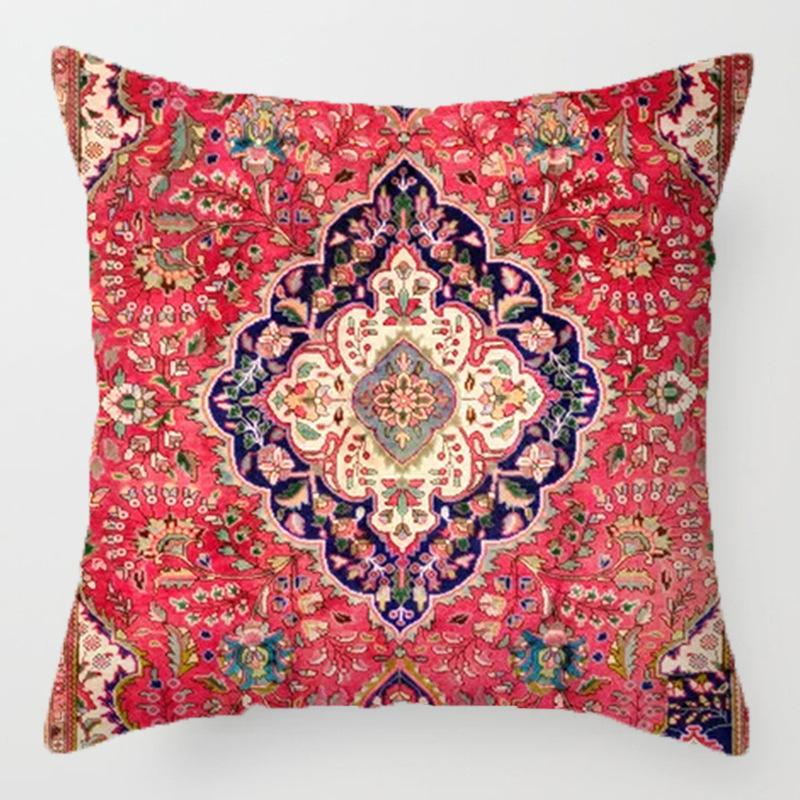 Bohemian ethnic style throw pillow retro printing sofa bed home decoration cushion short velvet pillow