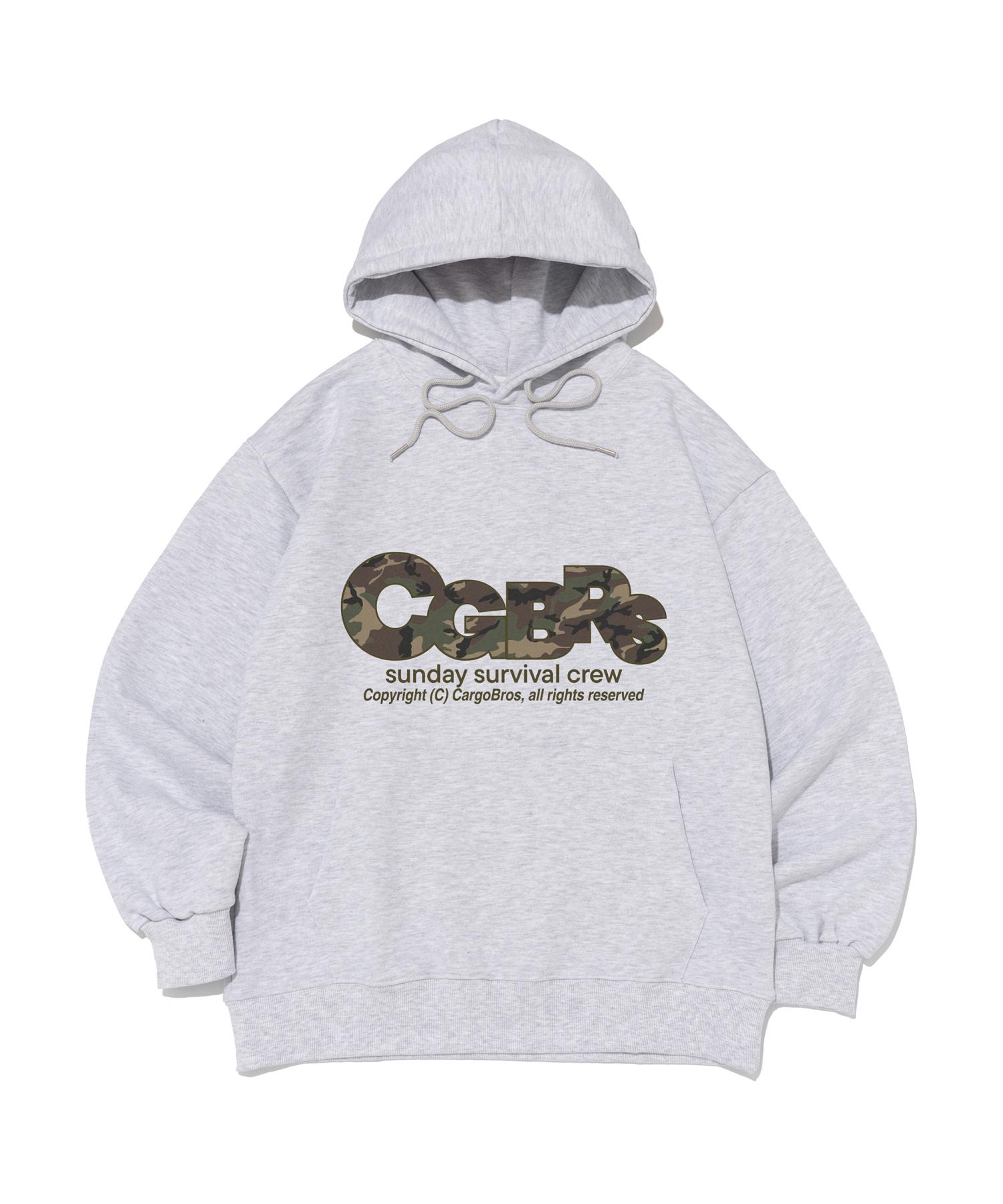 Cargo Bros For Woman Camo Pattern Logo Hoodie (Light Gray) S