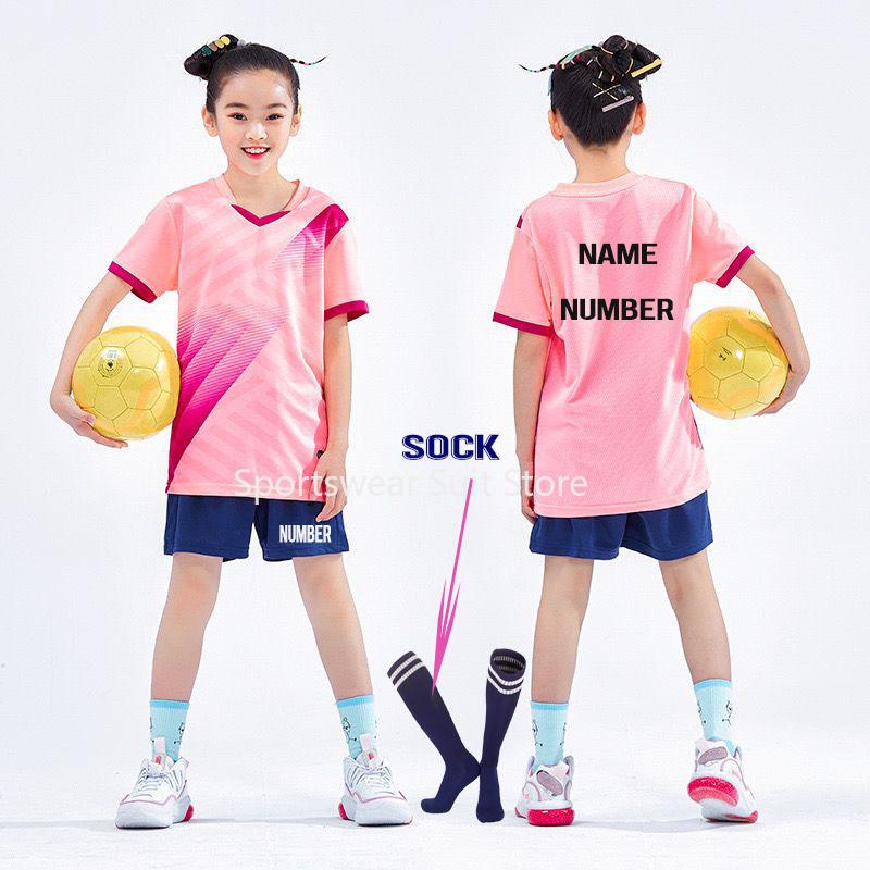 Boys Football Shirts Shorts With Pockets Boys Soccer Jerseys Suits Personalized Custom Children's Football Clothing Uniforms