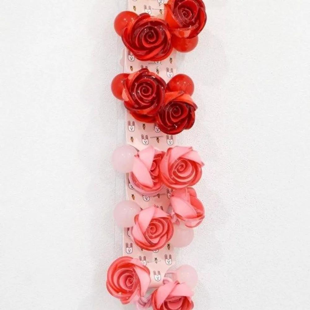 Women s Rose Flower Acrylic Bell Hair Tie Set A28542_Single Item FREE