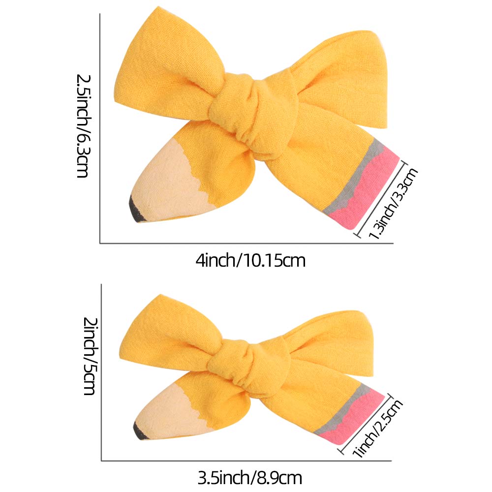Back To School Hair Clips Unique Pencil Hairpin For Girls Cute Bows Barrettes Solid Handmade Hairgrips Children Hair Accessories