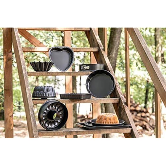 Plat en forme de pizza - ballarini - noir - 32 cm - anti-adhésif