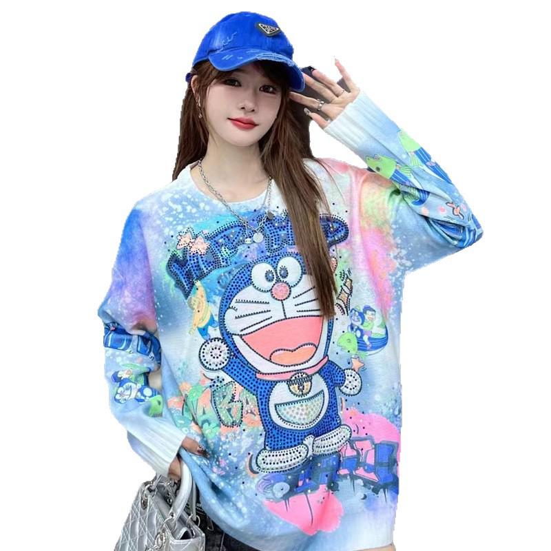 European Plus Size Rhinestone Tie-Dye Loose Knitwear - Spring 2026