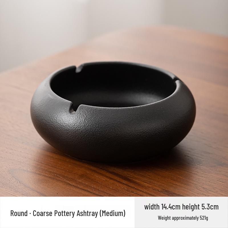 Large Ceramic Ashtray for Tea Room, Living Room, or Office - Chinese Style, Anti-Fly Design