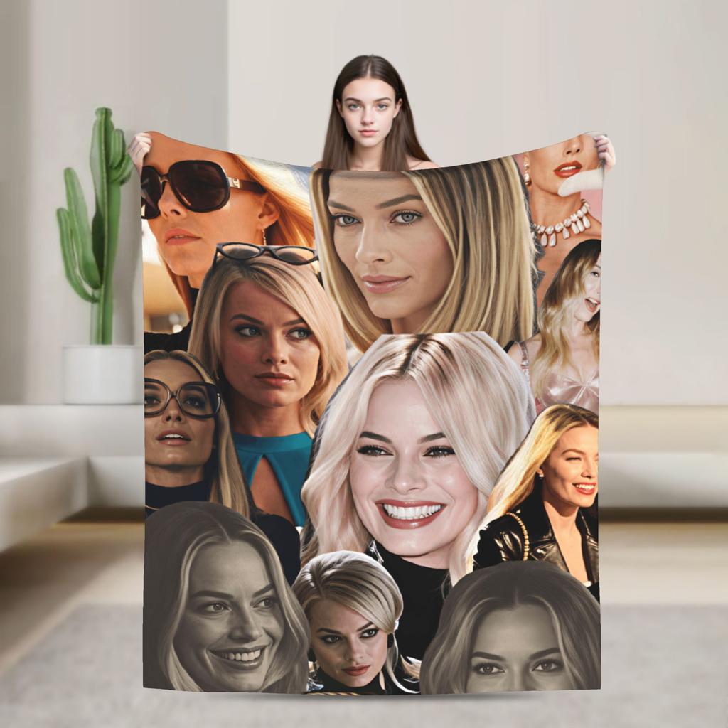 Warm Soft Blanket Picnic Margot Robbie Bedding Throws Funny Bedspread For Bedroom