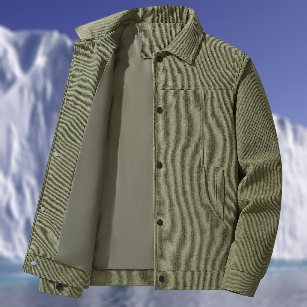 Chaqueta Casual de Pana con Múltiples Bolsillos para Hombre con Cremallera y Solapa Top