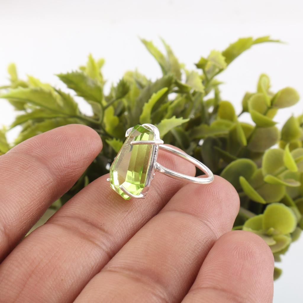 Peridot Gemstone 925 Sterling Silver Jewelry Handmade Ring For Anniversary Gift RR-39-6