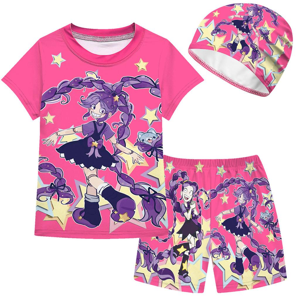 20913 2pcs/set Multi-color Kids Girls Lily Lovebraids Swimsuit Swimwear Top Shorts Sets