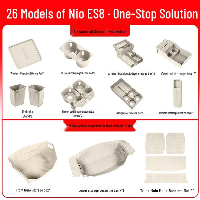 NIO ES8 Front & Rear Trunk Mat: Full-Coverage Leather Protection for 26 Models