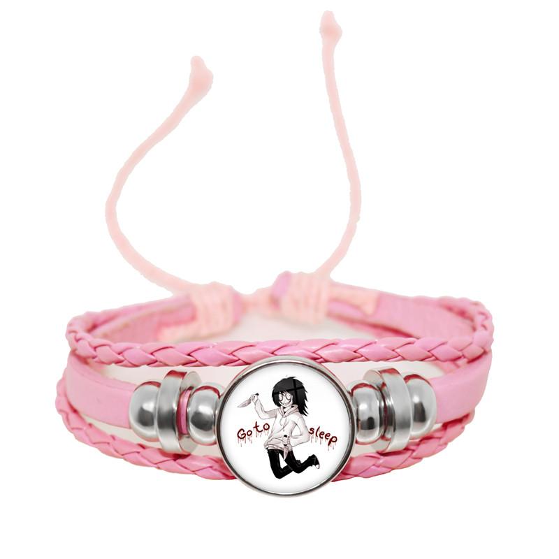 Fashion Accessory Gift For Kids Hot Creepypasta CREEPY PASTA TICCI TOBY Bracelet Glass Leather Bangle JEFF THE KILLER