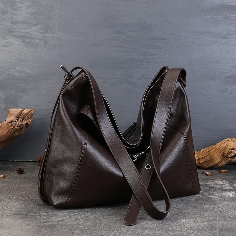 Johnature Genuine Leather Women's Bag Commuting Large Capacity Tote Bag Retro Lazy Shoulder Crossbody Bag