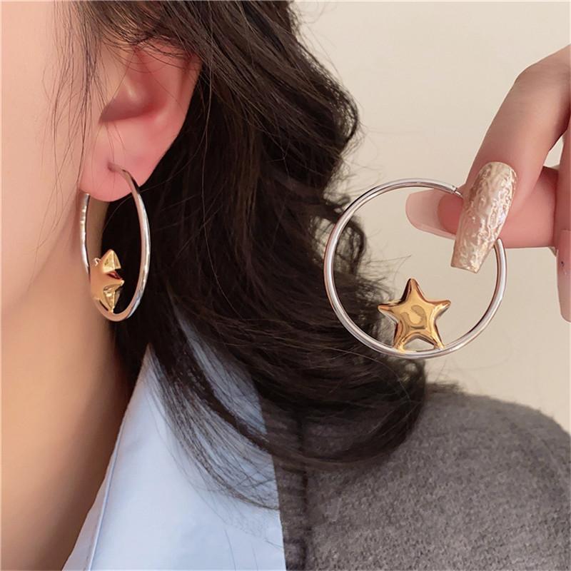 Zinc Alloy Minimalist Earrings Gold Star Pendant Women's Fashion Elegant Party Accessories