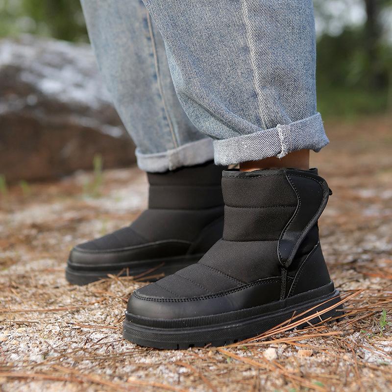 Kids Non-slip Snow Boots Boys Girls Plush High-top Boots Warm Cotton Shoes Winter Walking Hiking Shoes