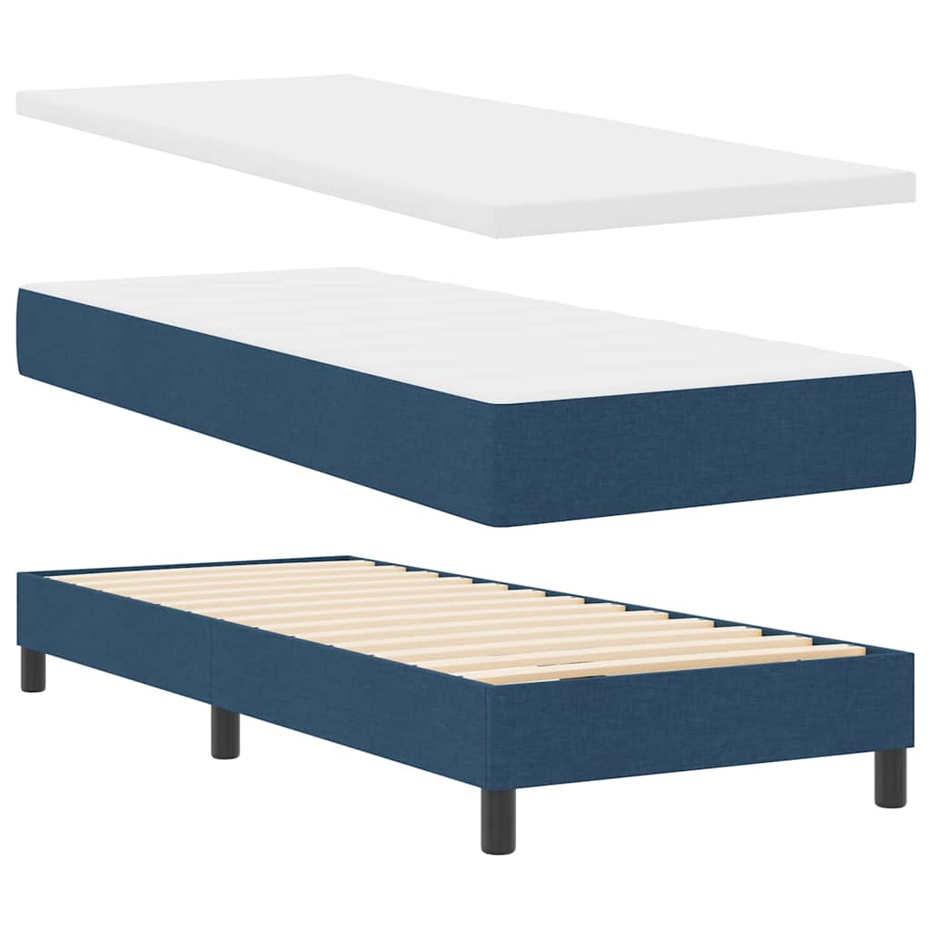 Box Spring Bed with Mattress and Headboard Blue 80 x 200 cm Fabric