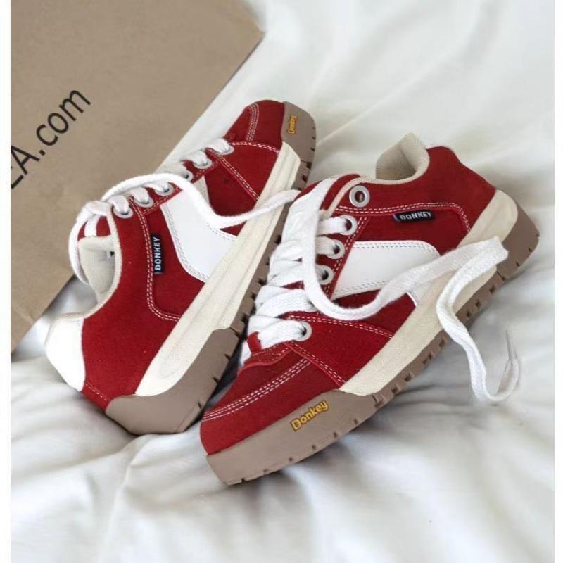 

Оригинальные нишевые красные кеды Ankola женские осенне-зимние новые красные туфли на платформе, спортивная и повседневная обувь 40 бордовый