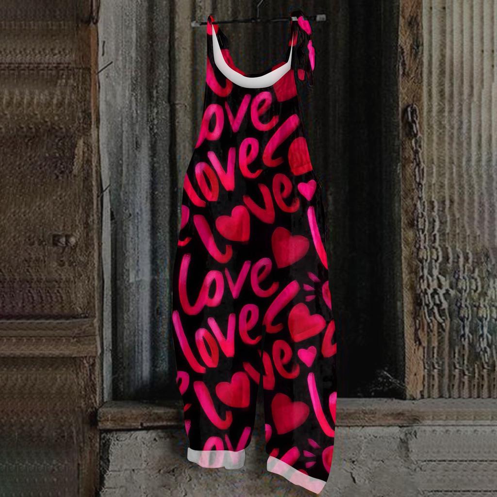 Women's Jumpsuit Christmas Print  Casual Loose Vintage Shoulder Strap Cotton Linen