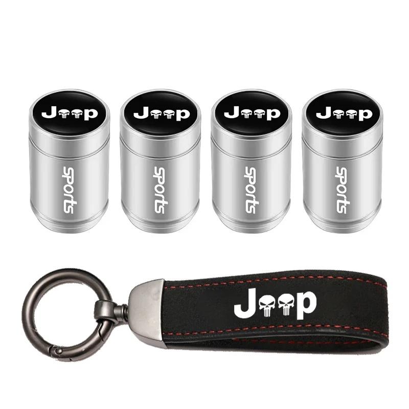 Anti-Rust Car Tire Valve Stem Caps Suede Keychain for Jeep Renegade Wrangler JK JL Grand Cherokee Compass Auto Wheel Accessories