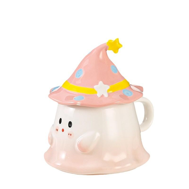 Cute Mug High-Value Water Cup With Lid Souvenir Birthday Gift Girl Ghost Ceramic Cup Halloween Man