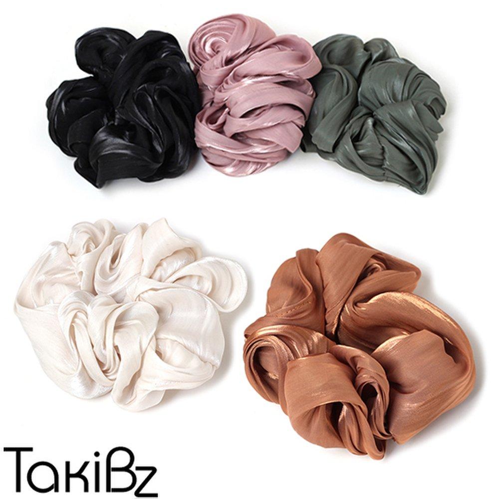 

[Takibz] Двухцветная волнистая большая резинка для волос Gold Brown