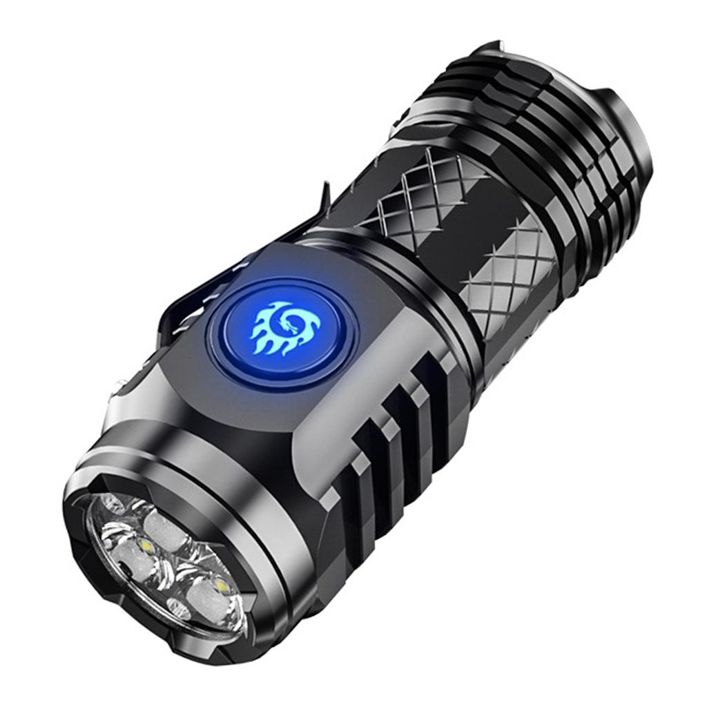 Three-eyed Lampbead Mini Flashlight Rechargeable Emergency Light For Camping Travel