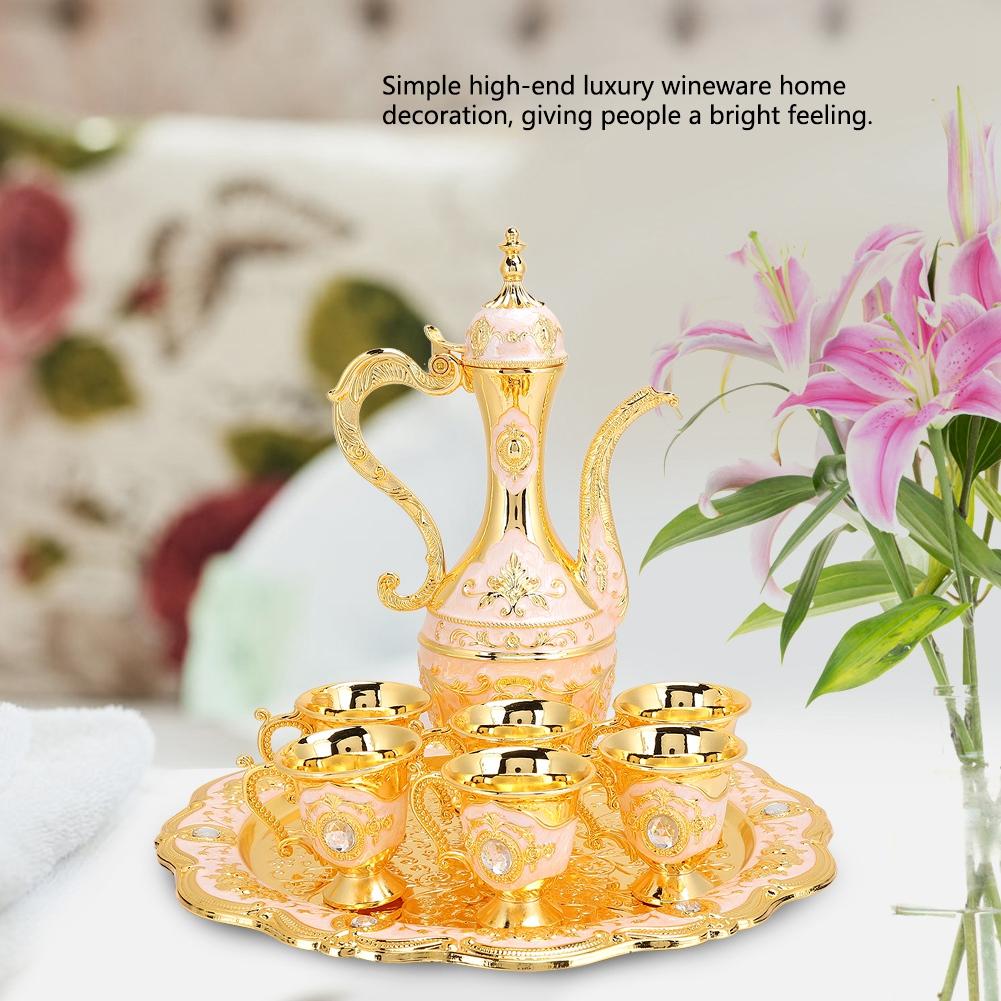Metal Wine Drinking Cups Hip Flask Set Russian Style Home Art Crafts Wedding Gift