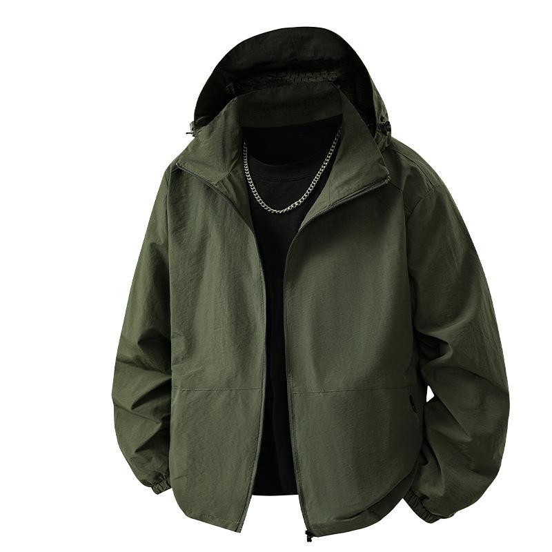 New autumn and winter sunscreen clothing stand-up collar jacket men's jacket men's casual hooded trendy casual versatile jacket