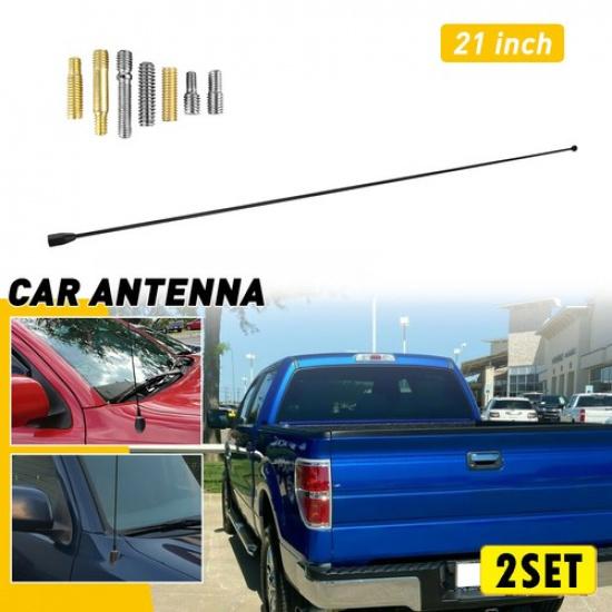 1/2set Antenna Mast 21" Black Radio Power AM/FM Universal Car Antenna Black Scre