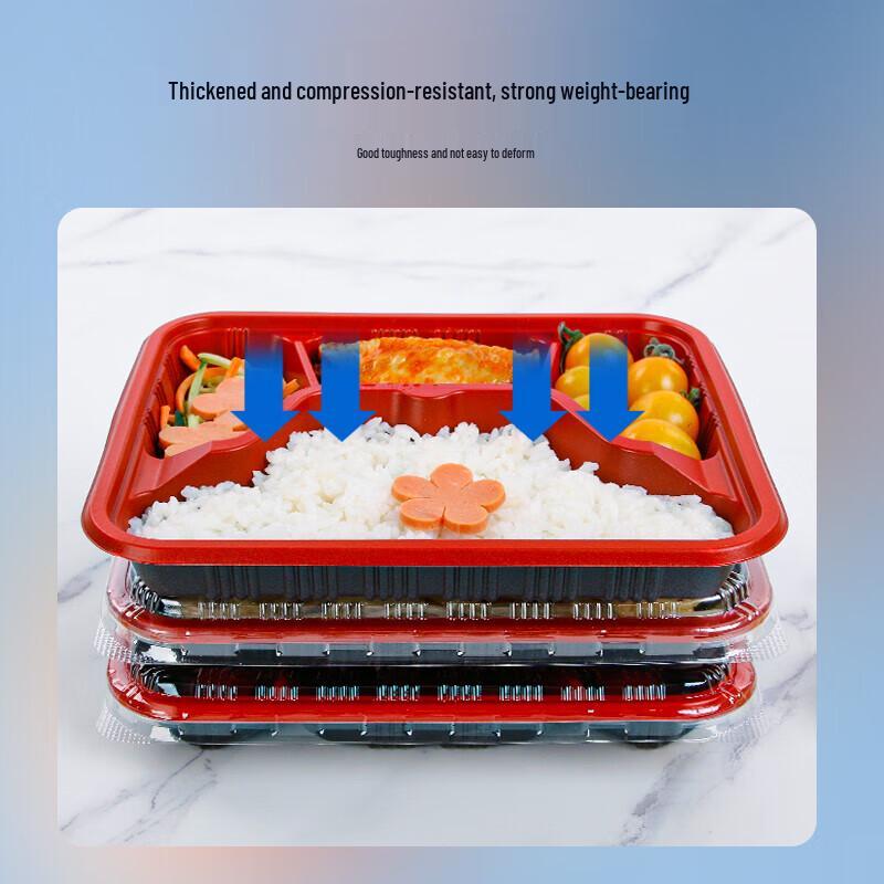 Disposable 4-Compartment Lunch Box with Lid
