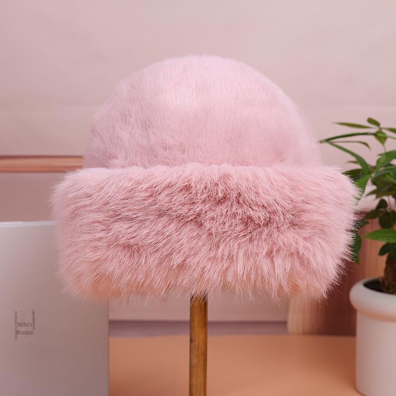 Damski Zimowy Pluszowy Kapelusz Rybaka - Odporny na Zimno, Modny, Podkreślający Twarz, Mały Kapelusz z Norki w Stylu Mongolskim