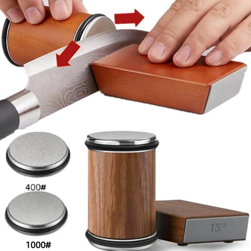 Rollendes Messerschärfer-Set für Messer mit gerader Klinge mit magnetischem 15°-Winkel für Küchenmesser Schärfstein-Set