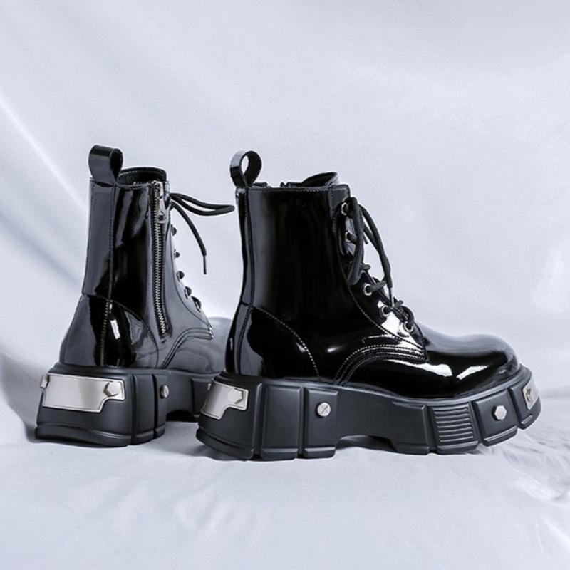 Men's Quality Selection Boots British Trend High-end Patent Leather High-top Boots High Quality Platform Mens Shoes Botas Hombre