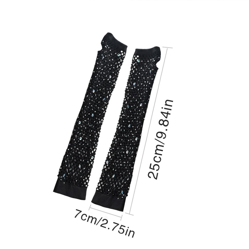 Blingbling Fishnet Gloves Concert Livehouse Party Costume Accessories Hollow Fishnet Gloves for Women and Girls