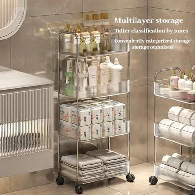 Acrylic Trolley Storage Rack TransparentMultilayer Rolling Cart with Removable Baskets Cosmetics Snack Storage Shelf Bookshelf