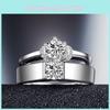 Elegant Korean Style Adjustable Couple Rings With Platinum Plating For Wedding