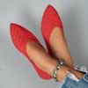 Fashion Plus Size Flats Summer New Pointed Toe Shallow Mouth Knit Flying Wire Breathable Soft Sole Non-Slip Wear-Resistant Single Shoes