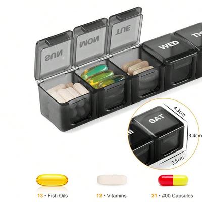 One Week Pill Storage Box Portable Plastic 7 Grids Pill Case Holder Travel Organizer Pill Box Splitters Organizer Pill Dispenser