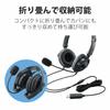 Elecom Headset Wired USB Microphone Binaural Overhead 1.8m Foldable 40mm Driver Black HS-HP20UBK