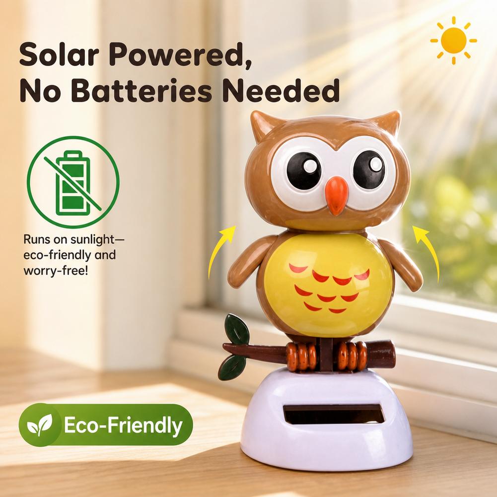 Cute Swinging Owl Toy Car Interior Solar Dancing Toy Car Dashboard Ornament Auto Dashboard Dancing Figurine Ornament Accessories