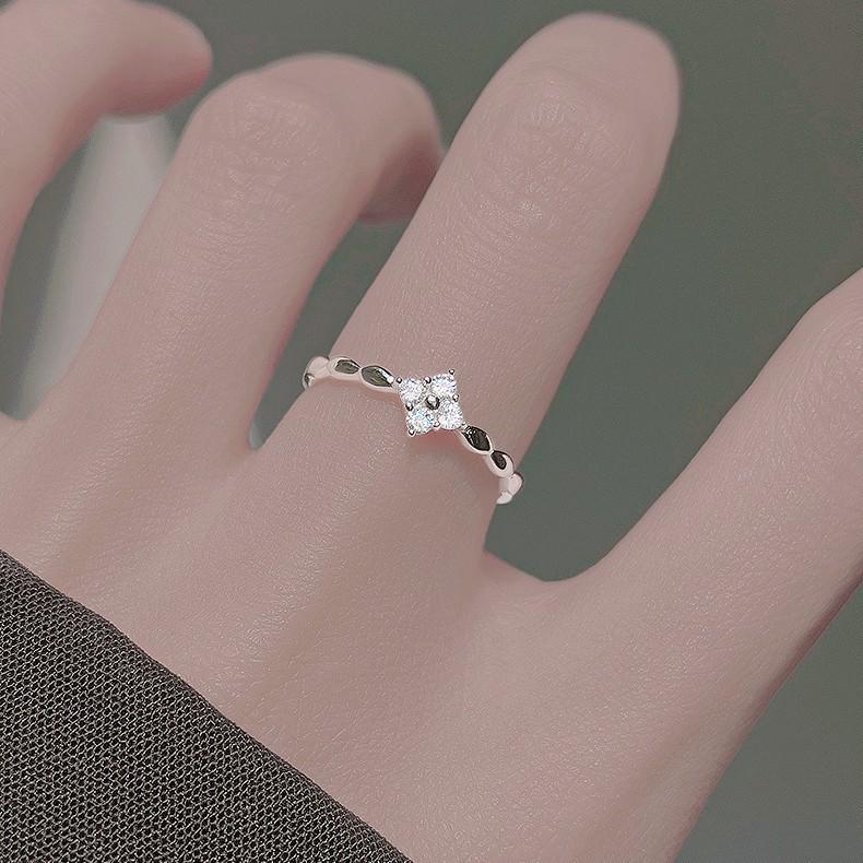 High-End 925 Silver Plated Flower Ring - Light Luxury Open Design for Women