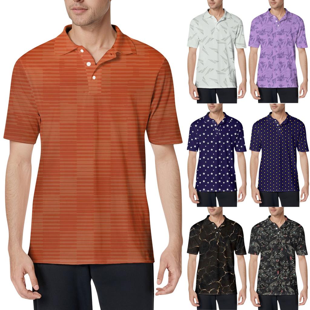 Men's Fashion Printed Short Sleeve Soft Cotton Collar Shirt